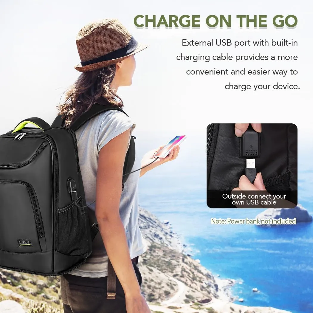 Lekebobor Travel Rolling Backpack, Waterproof Backpack with Wheels for Adults Women and Men,Business and Travel Commuter,15.6 inch Airline Approved Travel Backpack,Black