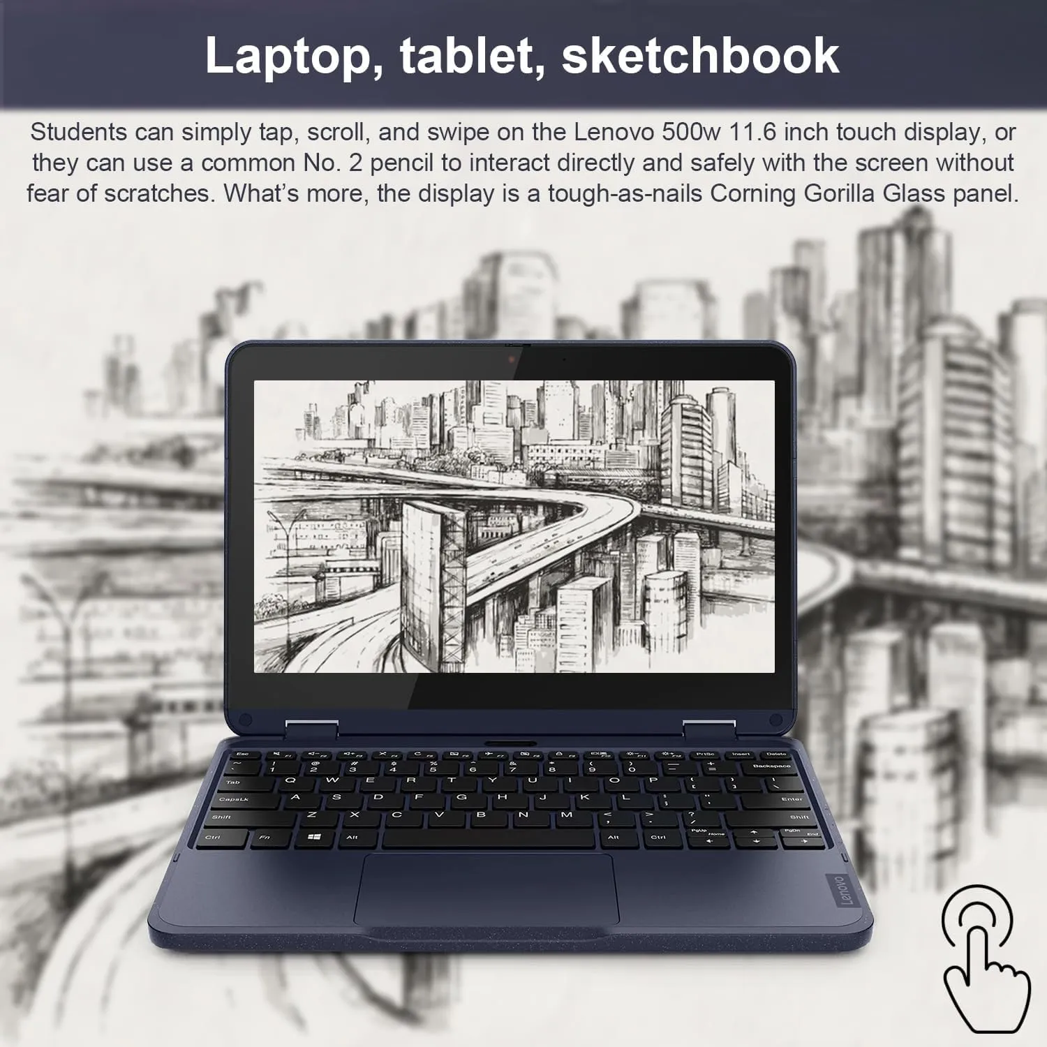 Lenovo ThinkPad Yoga 500w 2-in-1 Laptop (11.6" Touchscreen, Intel Pentium N6000, 8GB RAM, 512GB SSD) Ruggedized & Water Resistant for Student & School, Webcam, Wi-Fi, IST Pen, Win 11 Home, Blue