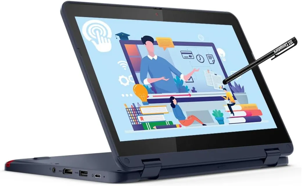 Lenovo ThinkPad Yoga 500w 2-in-1 Laptop (11.6" Touchscreen, Intel Pentium N6000, 8GB RAM, 512GB SSD) Ruggedized & Water Resistant for Student & School, Webcam, Wi-Fi, IST Pen, Win 11 Home, Blue