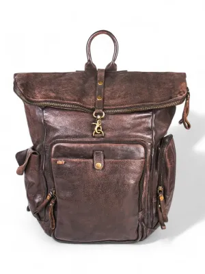 Leo: Real Leather Brown With Wash Effect Backpack by Art N Vintage
