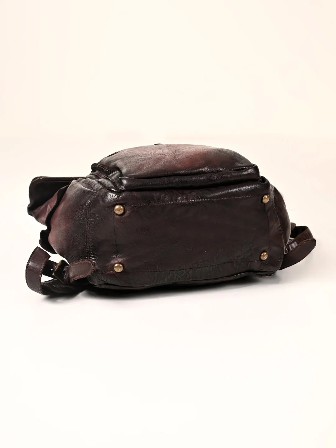 Leo: Real Leather Brown With Wash Effect Backpack by Art N Vintage