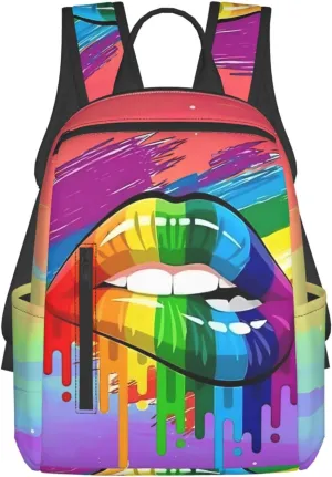 LGBT Gay Lesbian Pride Rainbow Lip Graffiti Heart Travel Laptop Backpack Casual Backpacks Double Shoulder Daypack Notebook Rucksack Work Bags Sports Bag for Gym Hiking Camping Beach
