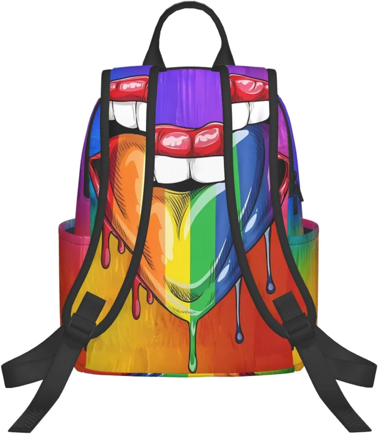 LGBT Gay Pride Rainbow Heart Tongue Lip Travel Laptop Backpack Casual Backpacks Double Shoulder Daypack Notebook Rucksack Work Bags Sports Bag for Hiking Camping Beach