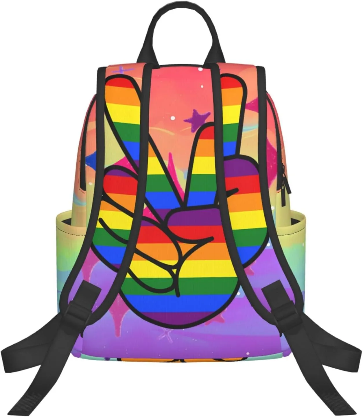 LGBT Gay Pride Rainbow Two Fingers Travel Laptop Backpack Casual Backpacks Double Shoulder Daypack Notebook Rucksack Work Bags Sports Bag for Gym Hiking Camping Beach