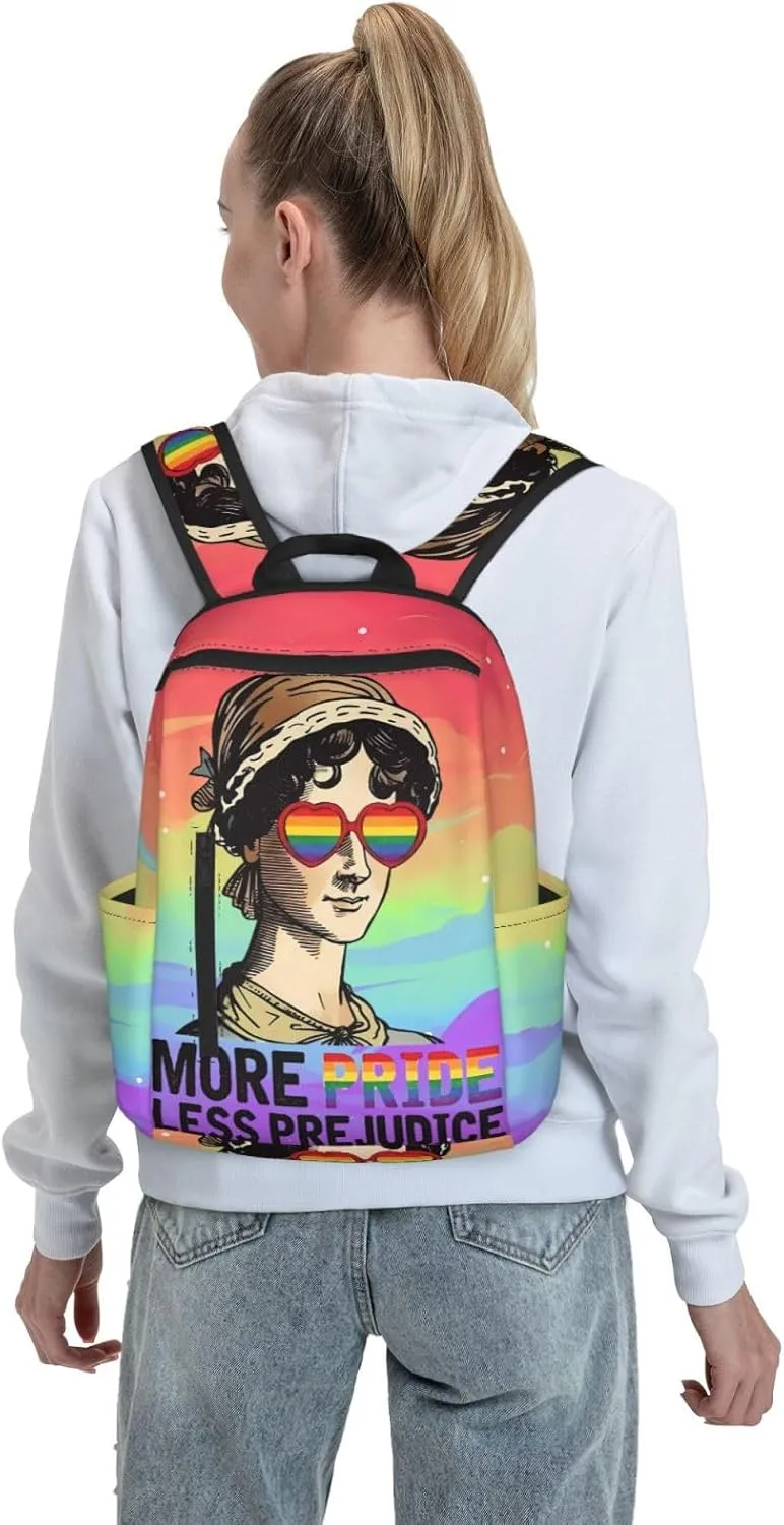 LGBT Rainbow Gay More Pride Less Prejudice Travel Laptop Backpack Casual Backpacks Double Shoulder Daypack Notebook Rucksack Work Bags Sports Bag for Hiking Camping Beach