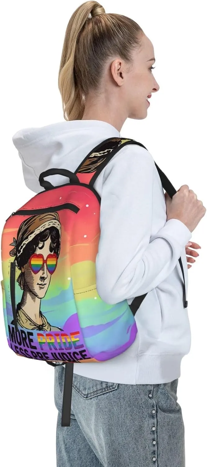 LGBT Rainbow Gay More Pride Less Prejudice Travel Laptop Backpack Casual Backpacks Double Shoulder Daypack Notebook Rucksack Work Bags Sports Bag for Hiking Camping Beach