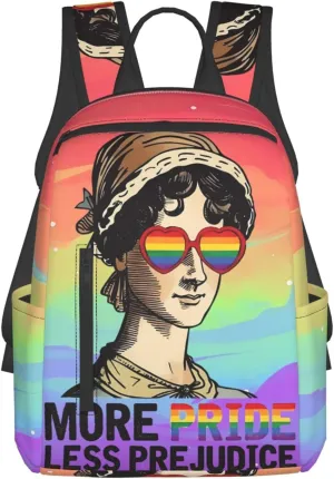 LGBT Rainbow Gay More Pride Less Prejudice Travel Laptop Backpack Casual Backpacks Double Shoulder Daypack Notebook Rucksack Work Bags Sports Bag for Hiking Camping Beach