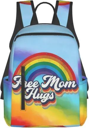 LGBT Rainbow Gay Pride Free Mom Hugs Travel Laptop Backpack Casual Backpacks Double Shoulder Daypack Notebook Rucksack Work Bags Sports Bag for Gym Hiking Camping Beach