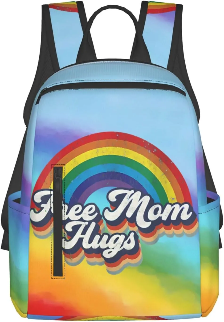 LGBT Rainbow Gay Pride Free Mom Hugs Travel Laptop Backpack Casual Backpacks Double Shoulder Daypack Notebook Rucksack Work Bags Sports Bag for Gym Hiking Camping Beach