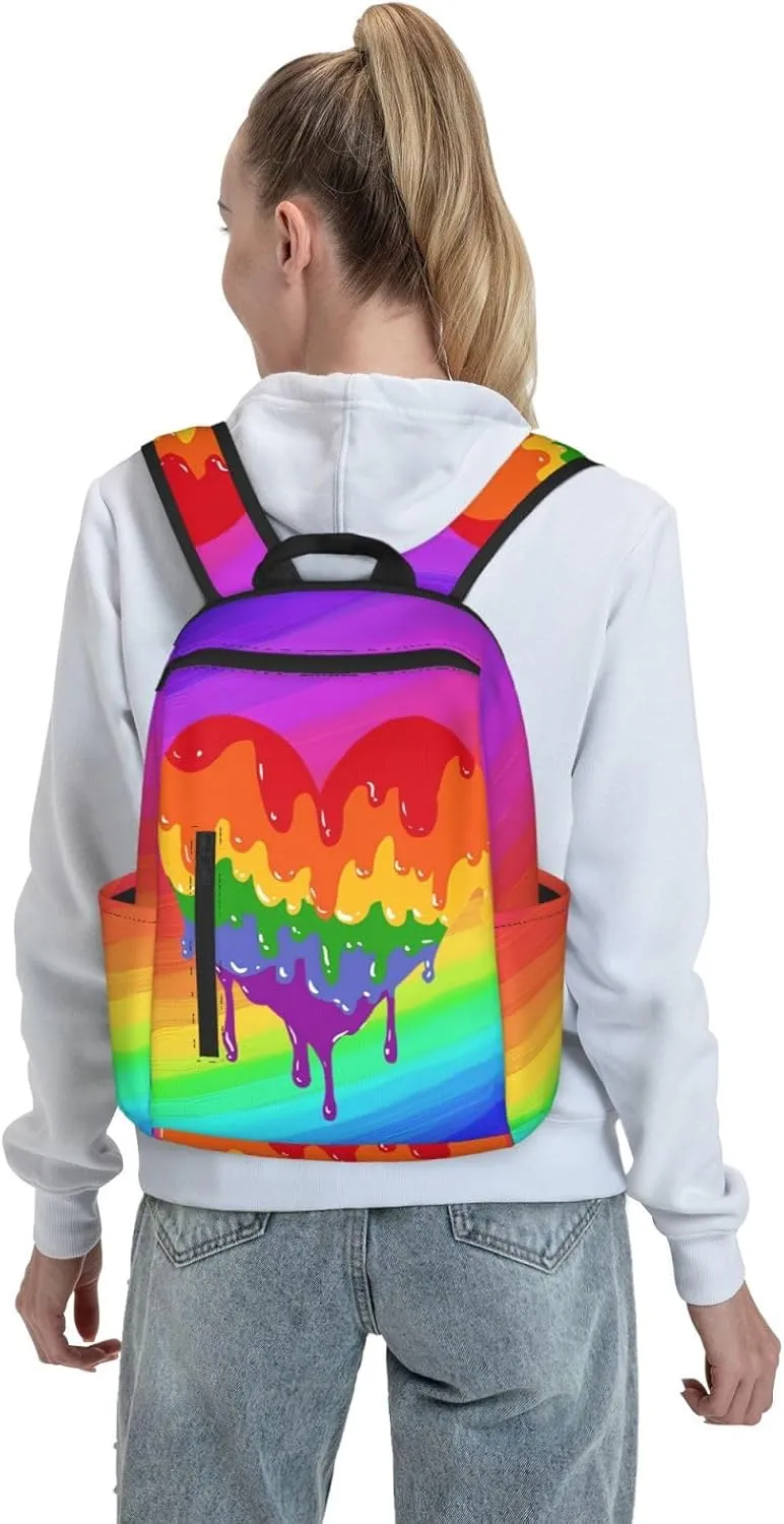 LGBT Rainbow Gay Pride Graffiti Love Heart Travel Laptop Backpack Casual Backpacks Double Shoulder Daypack Notebook Rucksack Work Bags Sports Bag for Gym Hiking Camping Beach