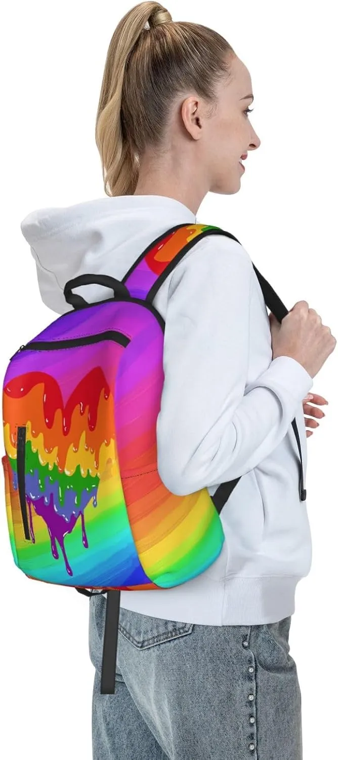 LGBT Rainbow Gay Pride Graffiti Love Heart Travel Laptop Backpack Casual Backpacks Double Shoulder Daypack Notebook Rucksack Work Bags Sports Bag for Gym Hiking Camping Beach