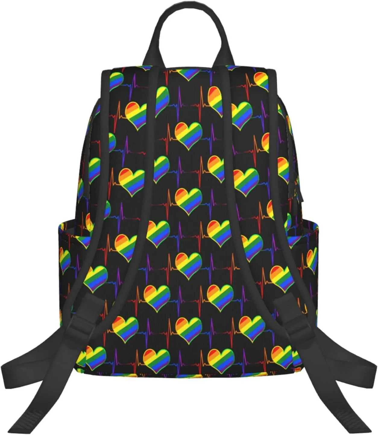 LGBT Rainbow Gay Pride Heart Beat Pulse Travel Laptop Backpack Casual Backpacks Double Shoulder Daypack Notebook Rucksack Work Bags Sports Bag for Hiking Camping Beach