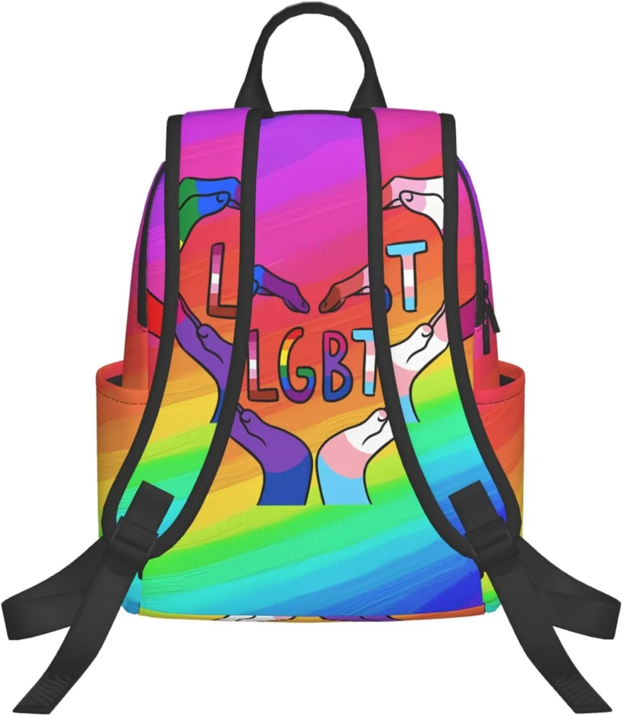 LGBT Rainbow Gay Pride Heart Gesture Travel Laptop Backpack Casual Backpacks Double Shoulder Daypack Notebook Rucksack Work Bags Sports Bag for Gym Hiking Camping Beach