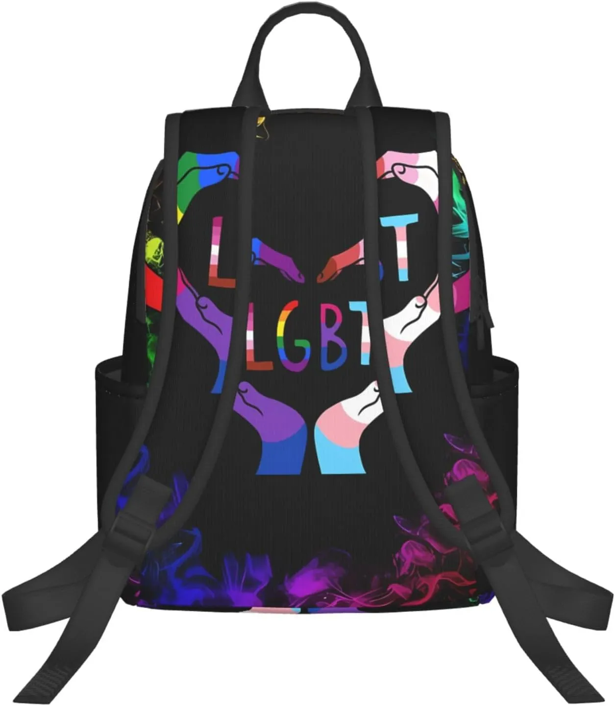 LGBT Rainbow Gay Pride Heart Gesture Travel Laptop Backpack Casual Backpacks Double Shoulder Daypack Notebook Rucksack Work Bags Sports Bag for Hiking Camping Beach