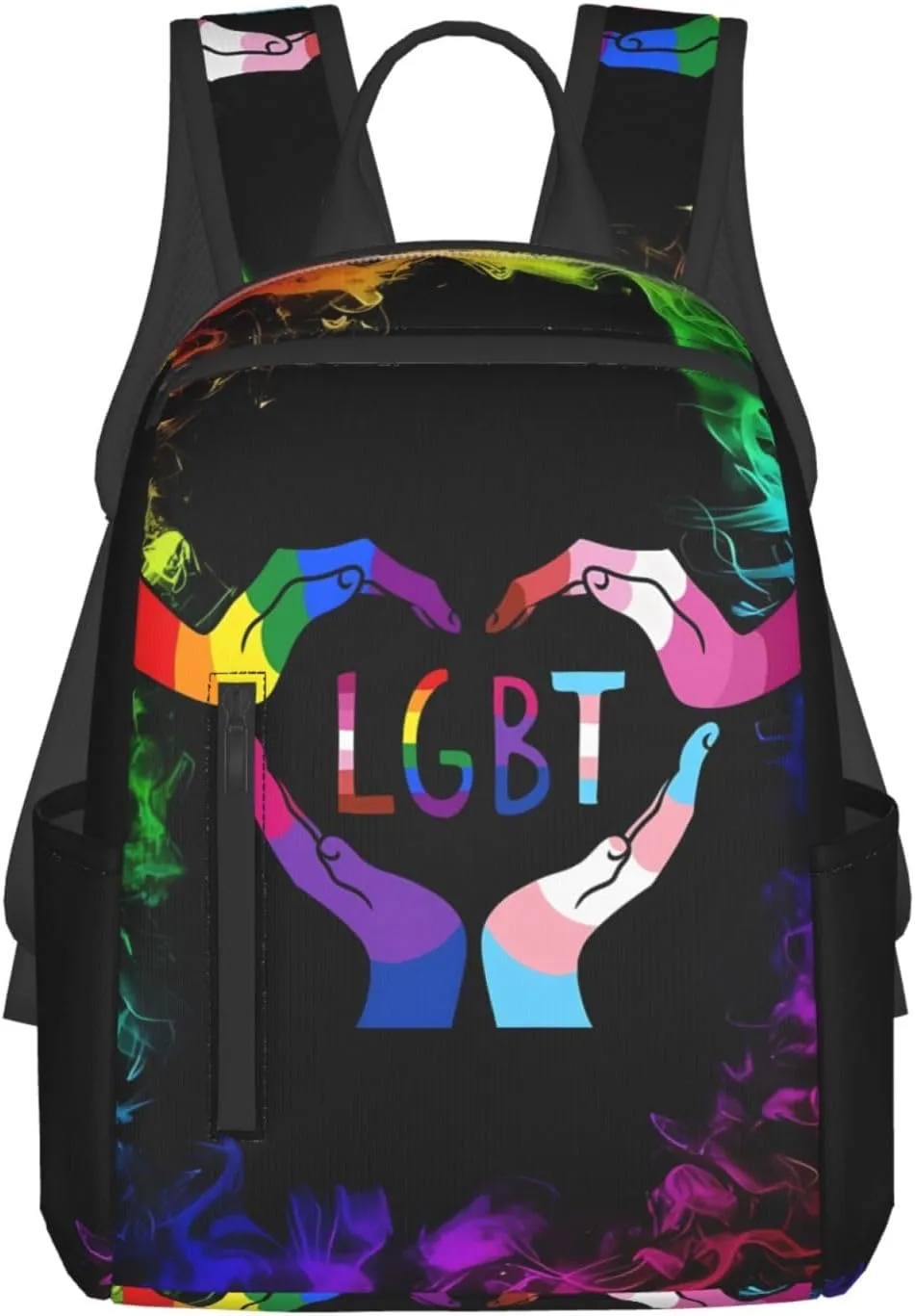 LGBT Rainbow Gay Pride Heart Gesture Travel Laptop Backpack Casual Backpacks Double Shoulder Daypack Notebook Rucksack Work Bags Sports Bag for Hiking Camping Beach