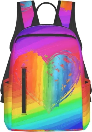 LGBT Rainbow Gay Pride Heart Travel Laptop Backpack Casual Backpacks Double Shoulder Daypack Notebook Rucksack Work Bags Sports Bag for Gym Hiking Camping Beach