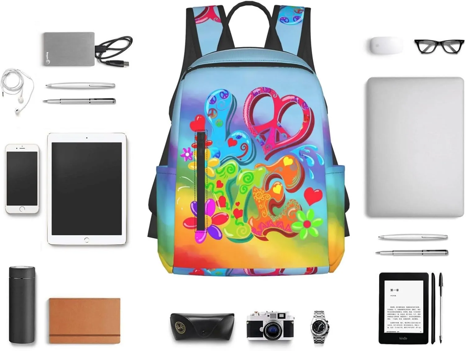 LGBT Rainbow Gay Pride Love Flowers Travel Laptop Backpack Casual Backpacks Double Shoulder Daypack Notebook Rucksack Work Bags Sports Bag for Gym Hiking Camping Beach