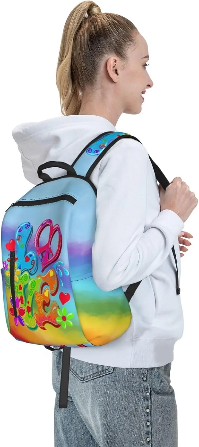 LGBT Rainbow Gay Pride Love Flowers Travel Laptop Backpack Casual Backpacks Double Shoulder Daypack Notebook Rucksack Work Bags Sports Bag for Gym Hiking Camping Beach