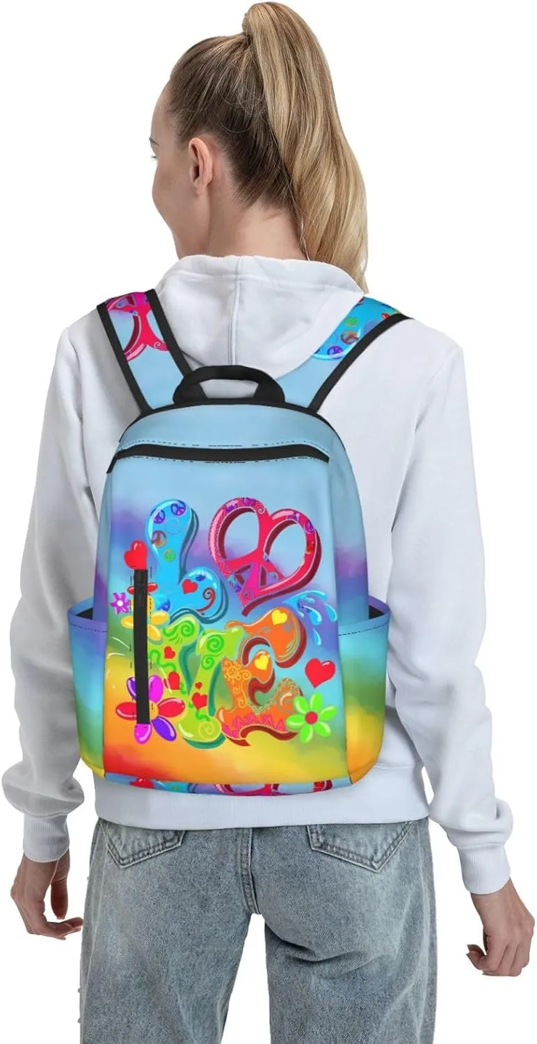 LGBT Rainbow Gay Pride Love Flowers Travel Laptop Backpack Casual Backpacks Double Shoulder Daypack Notebook Rucksack Work Bags Sports Bag for Gym Hiking Camping Beach