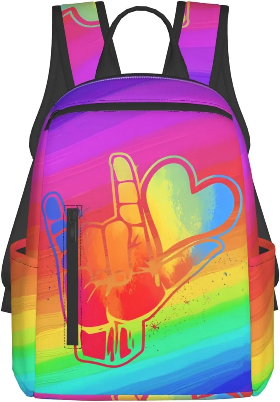 LGBT Rainbow Gay Pride Love Gesture Travel Laptop Backpack Casual Backpacks Double Shoulder Daypack Notebook Rucksack Work Bags Sports Bag for Gym Hiking Camping Beach