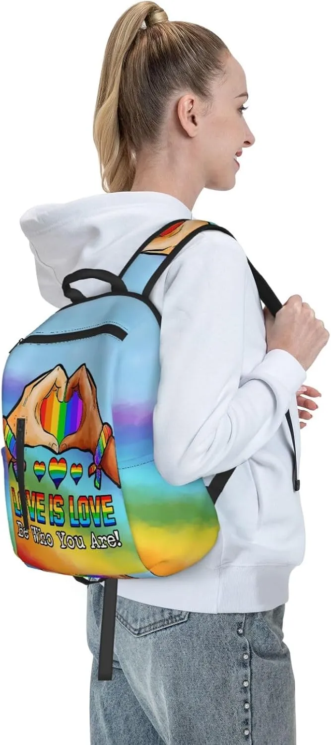 LGBT Rainbow Gay Pride Love Is Love Be Who You Are Travel Laptop Backpack Casual Backpacks Double Shoulder Daypack Notebook Rucksack Work Bags Sports Bag for Gym Hiking Camping Beach