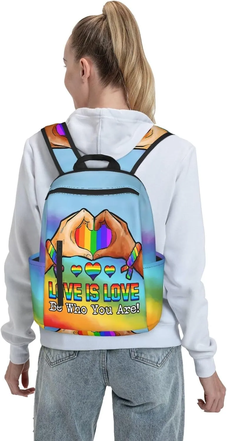 LGBT Rainbow Gay Pride Love Is Love Be Who You Are Travel Laptop Backpack Casual Backpacks Double Shoulder Daypack Notebook Rucksack Work Bags Sports Bag for Gym Hiking Camping Beach