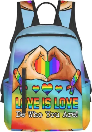 LGBT Rainbow Gay Pride Love Is Love Be Who You Are Travel Laptop Backpack Casual Backpacks Double Shoulder Daypack Notebook Rucksack Work Bags Sports Bag for Gym Hiking Camping Beach