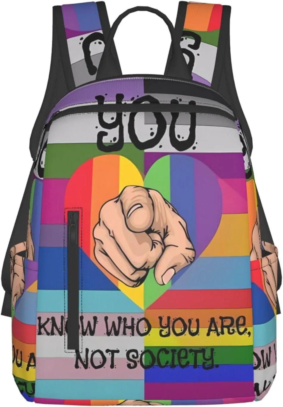 LGBT Rainbow Pride Flag You Know Who You Are Not Society Travel Laptop Backpack Casual Backpacks Double Shoulder Daypack Notebook Rucksack Work Bags Sports Bag for Hiking Camping Beach