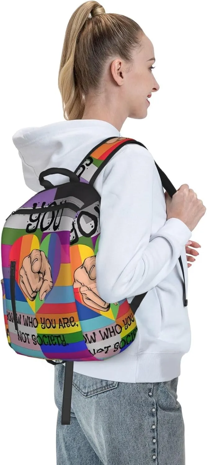 LGBT Rainbow Pride Flag You Know Who You Are Not Society Travel Laptop Backpack Casual Backpacks Double Shoulder Daypack Notebook Rucksack Work Bags Sports Bag for Hiking Camping Beach