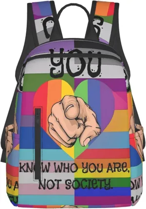 LGBT Rainbow Pride Flag You Know Who You Are Not Society Travel Laptop Backpack Casual Backpacks Double Shoulder Daypack Notebook Rucksack Work Bags Sports Bag for Hiking Camping Beach