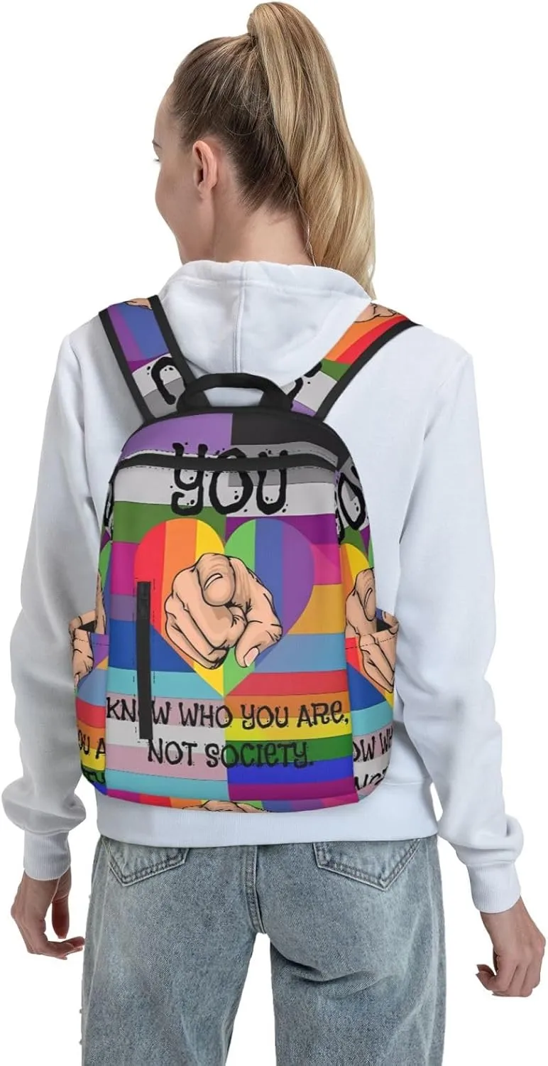 LGBT Rainbow Pride Flag You Know Who You Are Not Society Travel Laptop Backpack Casual Backpacks Double Shoulder Daypack Notebook Rucksack Work Bags Sports Bag for Hiking Camping Beach