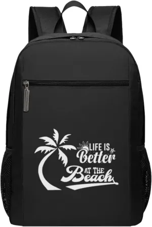 Lifes is Better at the Beach Travel Laptop Backpack, Business Anti Theft Slim Sturdy Laptops Backpacks, College Computer Bag Gift for Men & Women Fits 17 Inch Notebook,Black