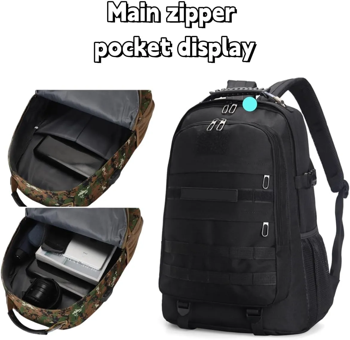 Light tactical backpack, College backpacks，USB charging port， Hiking/climbing/camping/outdoor travel backpack (Black)