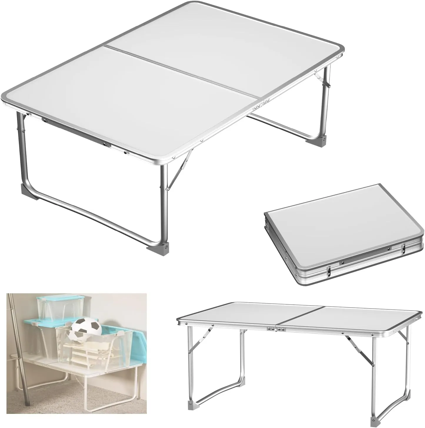 Lightweigh Folding Table Portable Compact Foldable Table Camping Tables That Fold Up Trestle Table, with Carrying Handle, Folding Table for Picnic Garden Camping Pasting Crafting Party, 60x40x26cm