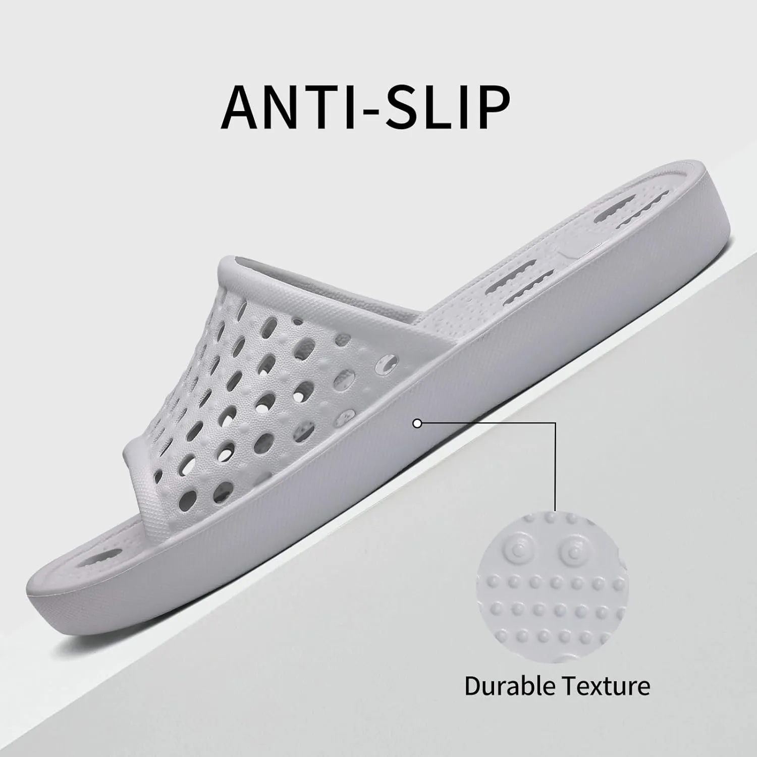 Litfun Shower Shoes for Women Non-Slip Quick Dry Shower Slippers Lightweight Pool Sandals with Drain Holes for College Dorm, Beach, Bathroom & Gym