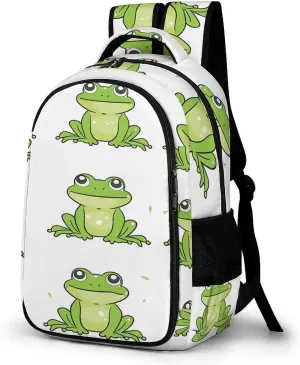 Little Green Frog Travel Backpack Adjustable Computer Bag Casual Travel Daypack Satchel Backpack Unisex