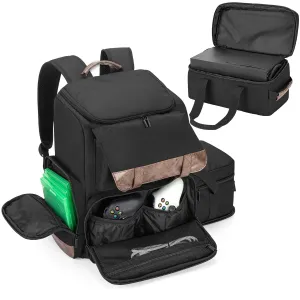 LoDrid Game Backpack Compatible with Xbox Series X with 1 Extra Console Bag, Separated Storage Laptop Layer for 15.6" Laptop, Multiple Pockets for Gaming Accessories, Bag Only