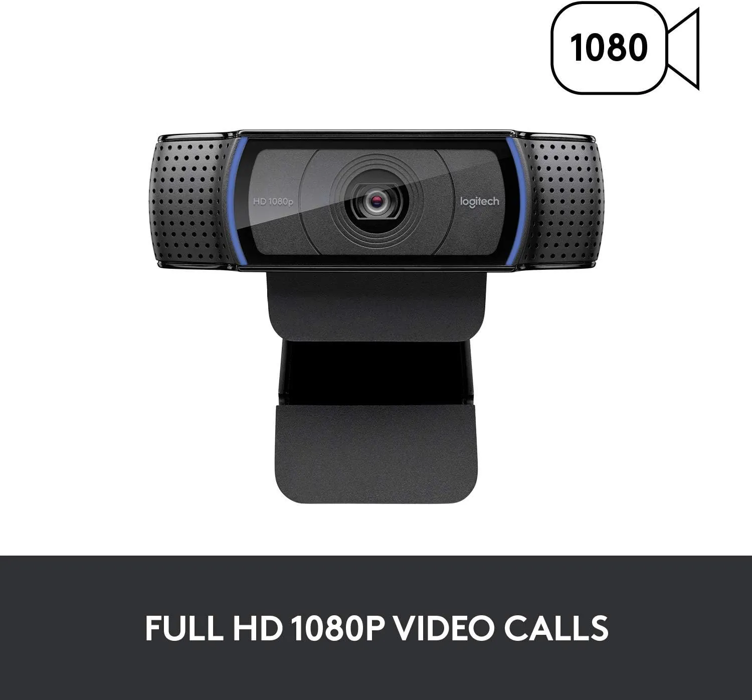 Logitech C920x HD Pro Webcam, Full HD 1080p/30fps Video, Clear Audio, HD Light Correction, PC Camera Webcam, Works with Skype, Zoom, Facetime, PC, Laptop, Mac, Tablet - Black