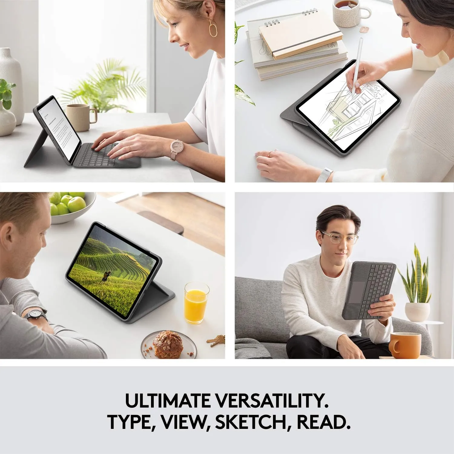 Logitech Folio Touch iPad Keyboard Case with Trackpad and Smart Connector for iPad Air 11-inch (M2 & M3), iPad Air (4th & 5th gen) – Graphite