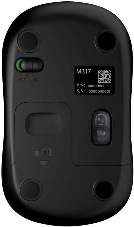 Logitech M317 Wireless Mouse, 2.4 GHz with USB Receiver, 1000 DPI Optical Tracking, 12 Month Battery, Compatible with PC, Mac, Laptop, Chromebook - Black