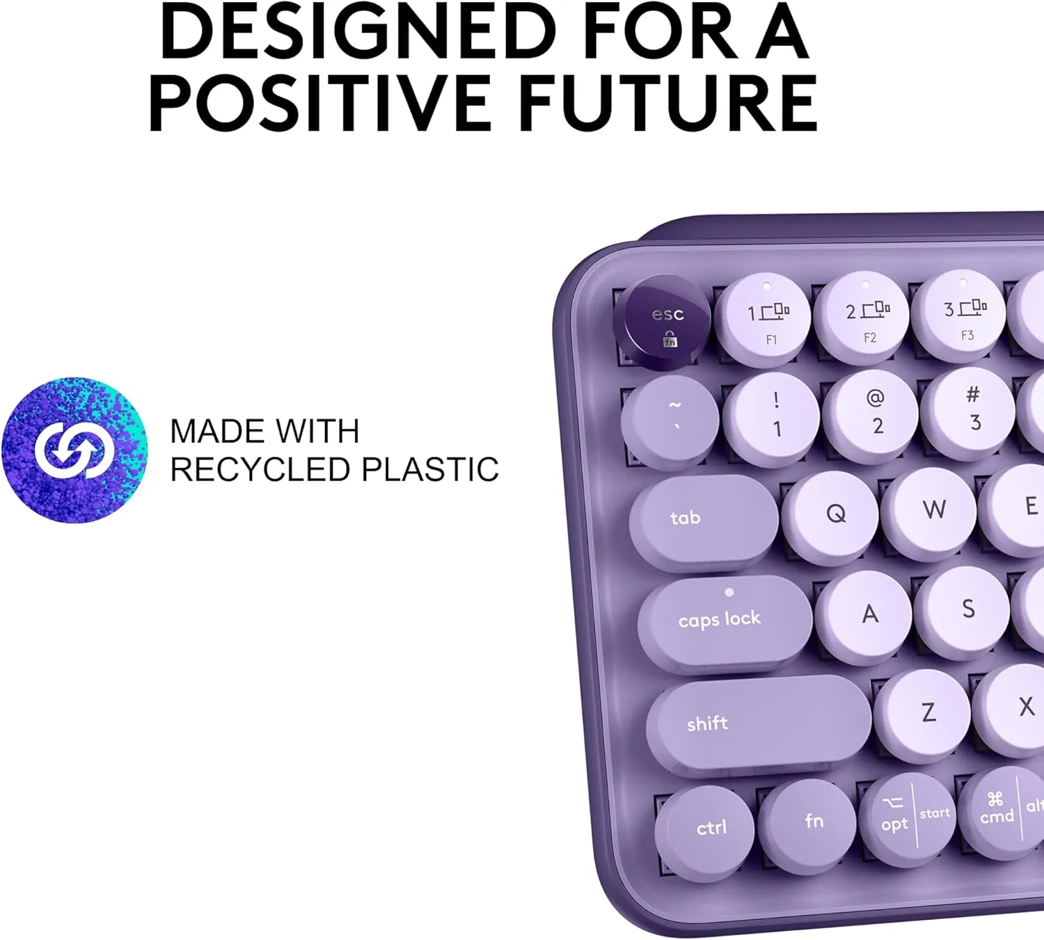 Logitech POP Keys Mechanical Wireless Keyboard with Customizable Emoji Keys, Durable Compact Design, Bluetooth or USB Connectivity, Multi-Device, OS Compatible - Cosmos
