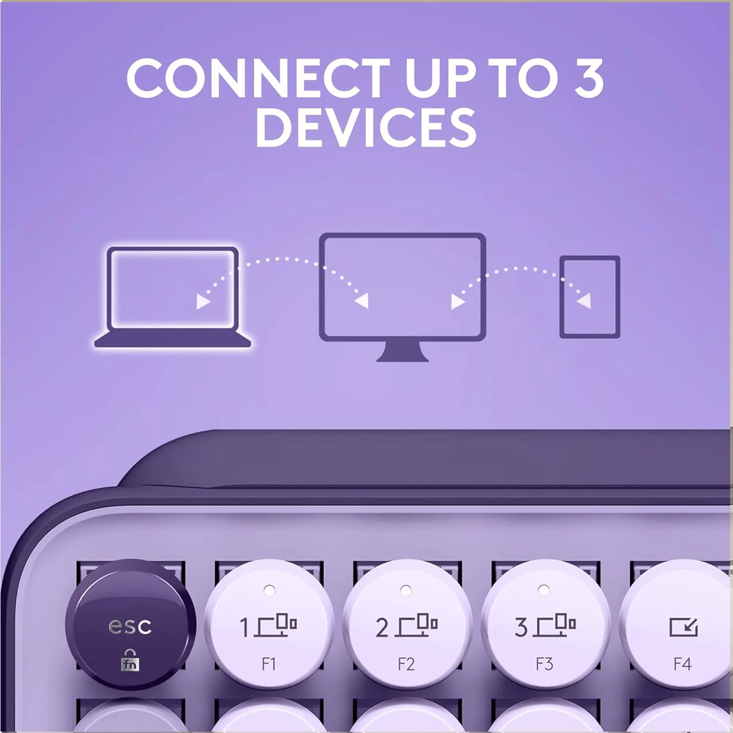 Logitech POP Keys Mechanical Wireless Keyboard with Customizable Emoji Keys, Durable Compact Design, Bluetooth or USB Connectivity, Multi-Device, OS Compatible - Cosmos