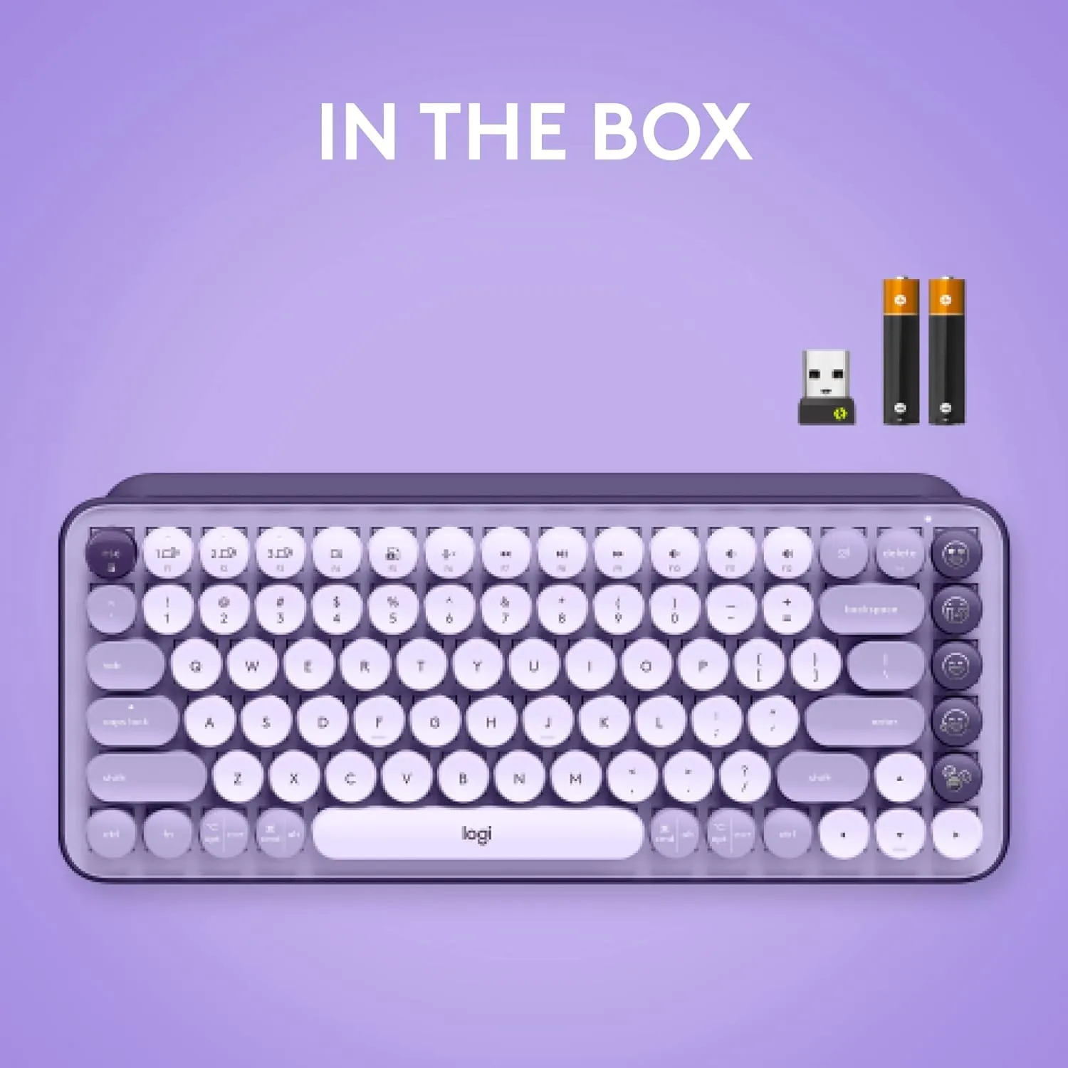 Logitech POP Keys Mechanical Wireless Keyboard with Customizable Emoji Keys, Durable Compact Design, Bluetooth or USB Connectivity, Multi-Device, OS Compatible - Cosmos