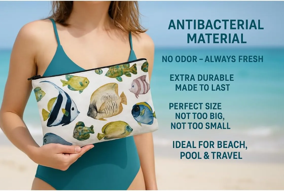 L'OLGA COLLECTION Mid Pouch|Lightweight Reusable Makeup Pouch, Toiletries |Splash-proof Cosmetic Bag, Packable & Travel Waterproof Beach Swimsuit Bathing Suit Bikini Zipper Pouch Gift for her (exotic)
