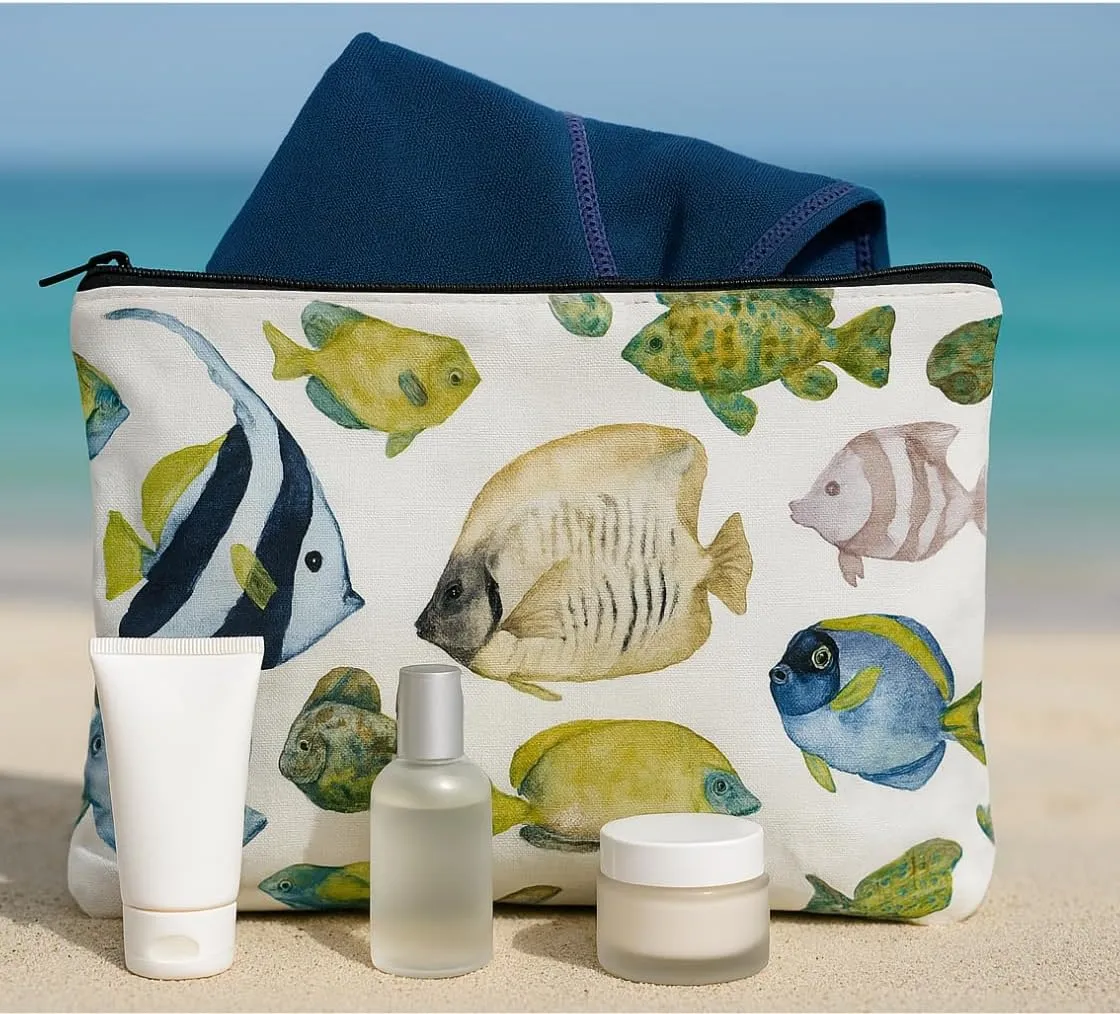 L'OLGA COLLECTION Mid Pouch|Lightweight Reusable Makeup Pouch, Toiletries |Splash-proof Cosmetic Bag, Packable & Travel Waterproof Beach Swimsuit Bathing Suit Bikini Zipper Pouch Gift for her (exotic)