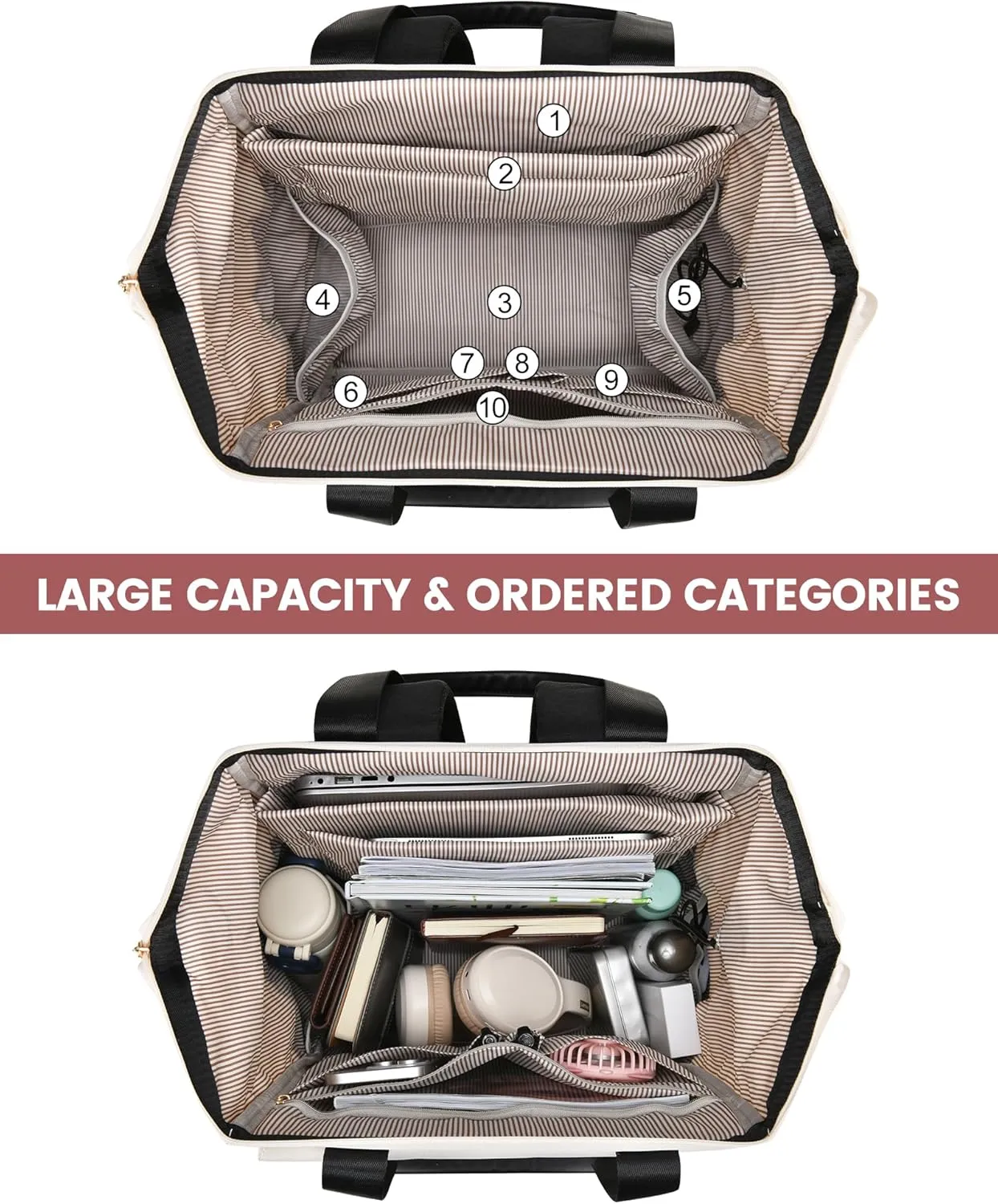LOVEVOOK 18 Inch Laptop Backpack for Women, Large Capacity Travel Backpack with Organizer Bag, Waterproof Carry on Backpack Purse Work Bag with USB Port for College Teacher Nurse, 2PCS