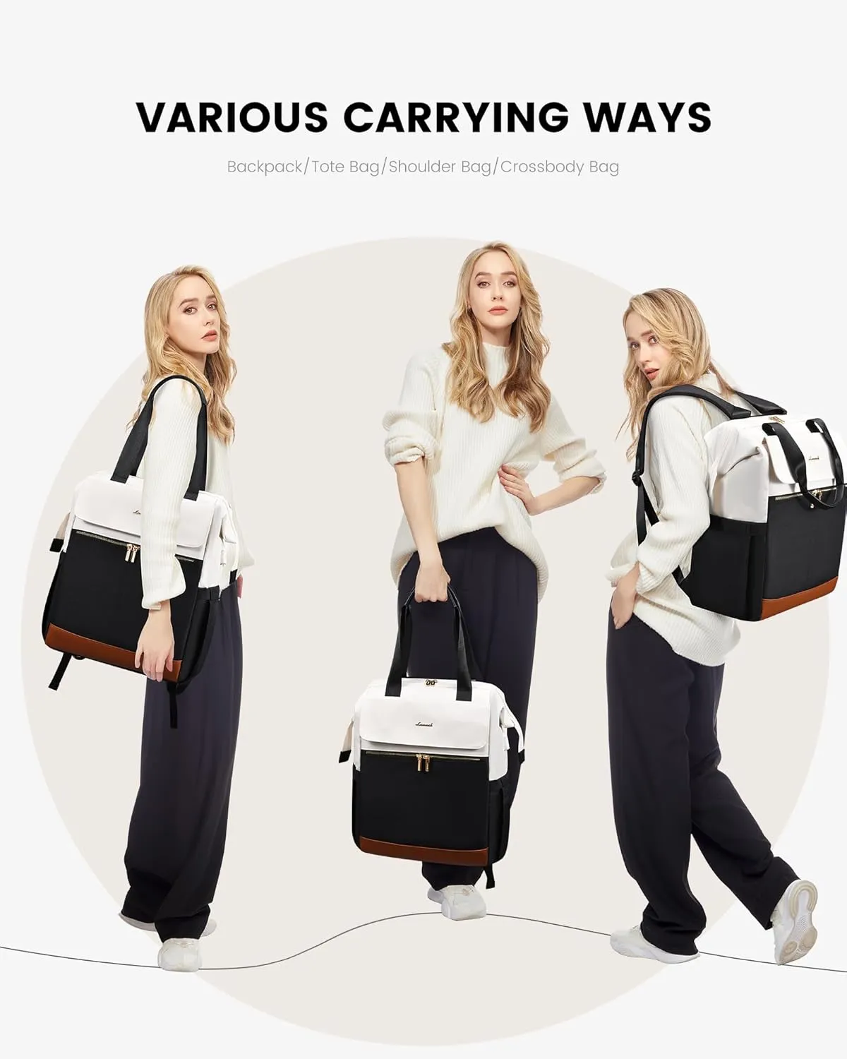 LOVEVOOK 18 Inch Laptop Backpack for Women, Large Capacity Travel Backpack with Organizer Bag, Waterproof Carry on Backpack Purse Work Bag with USB Port for College Teacher Nurse, 2PCS