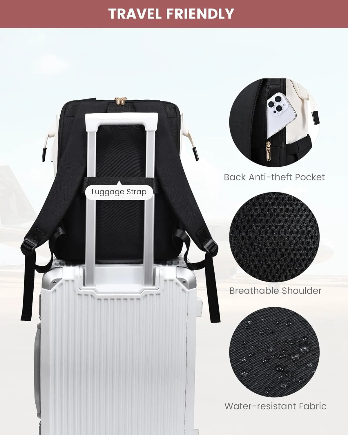 LOVEVOOK 18 Inch Laptop Backpack for Women, Large Capacity Travel Backpack with Organizer Bag, Waterproof Carry on Backpack Purse Work Bag with USB Port for College Teacher Nurse, 2PCS