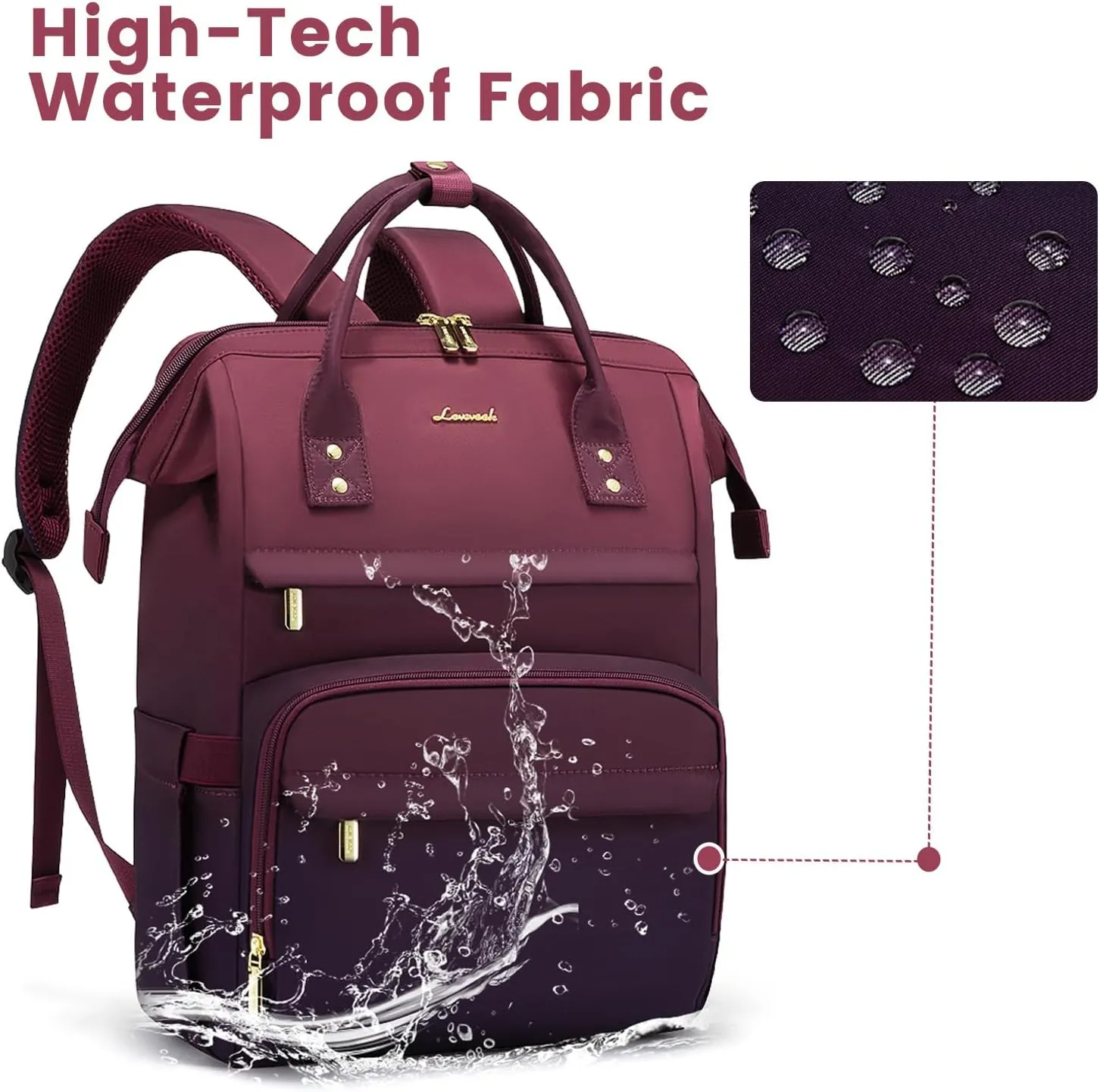 LOVEVOOK Gradient Laptop Backpack for Women,17.3 Inch Work Computer Bakcpack Purse Laptop Bag With Anti-Theft Pocket,Waterproof Carry on Teacher College Backpack for Travel,Purple-Red