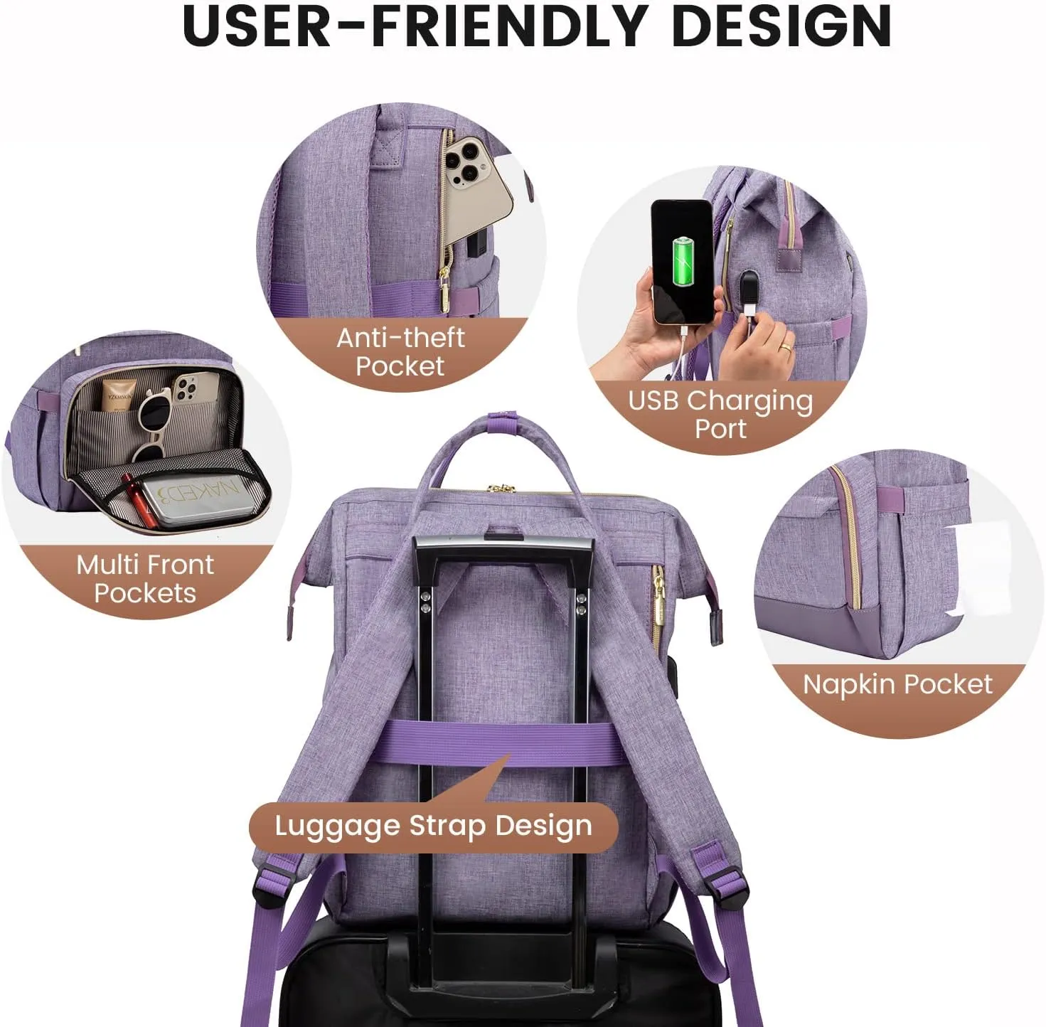 LOVEVOOK Laptop Backpack for Women Backpack Purse 15.6 Inch Computer Backpack Nurse Teacher Bag Large Capacity Computer Backpack with USB Port for Travel/Work